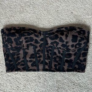 Leopard Mesh Cropped Bustier